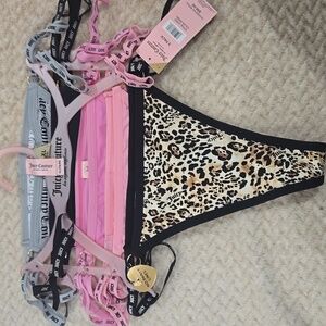 JUICY COUTURE 5 Pck Women XL No Lines Thong Panties Black Pink  Gray NWT